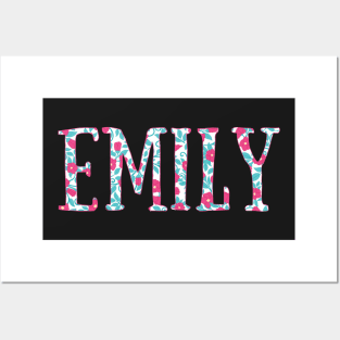 "Emily" Pink and Green Floral - Customizable Posters and Art